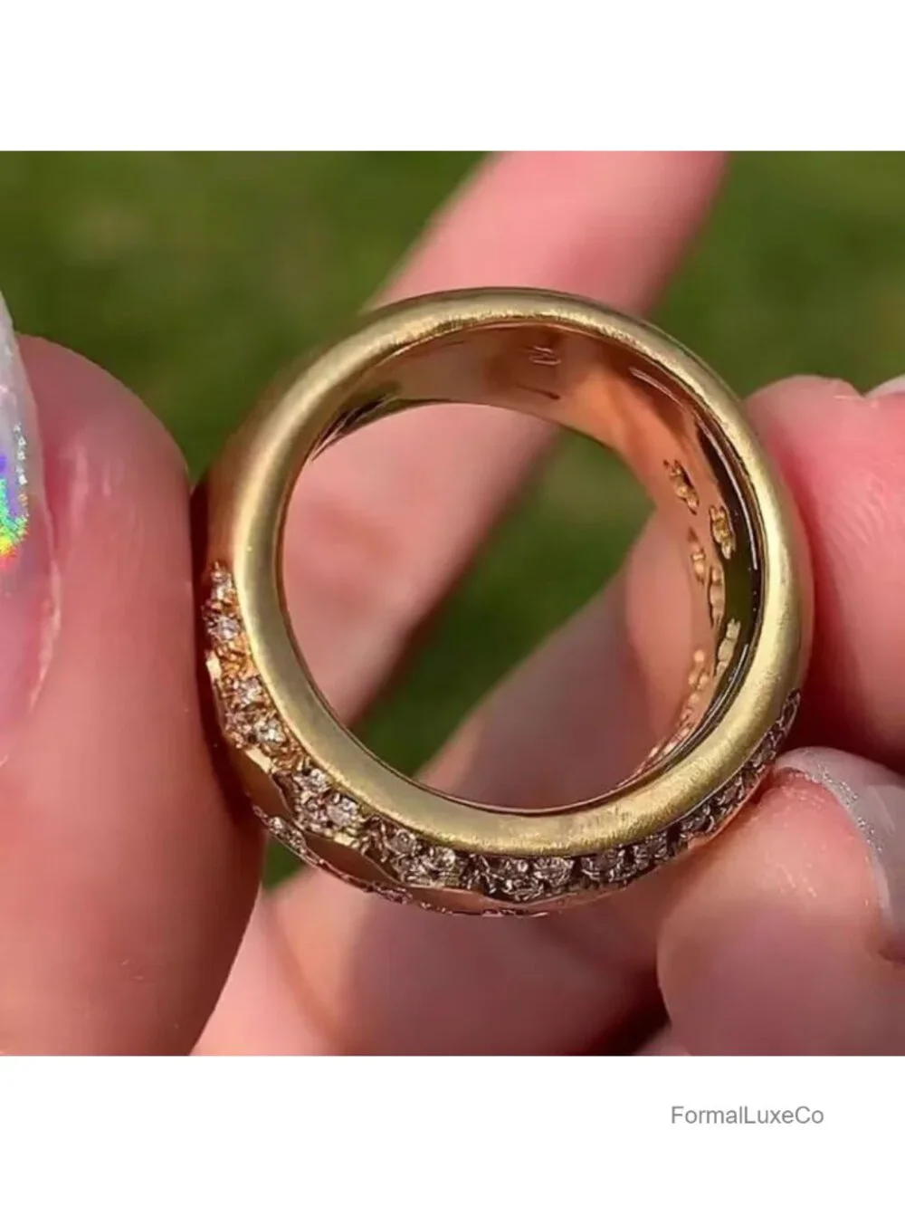 18K Gold Eternity Ring - AAA CZ Diamond Look Statement Jewelry Size 8